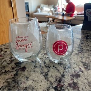 2 Pure Barre Wine Glasses